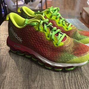 Reebok JetFuse Neon Red and Lime Green Sneakers